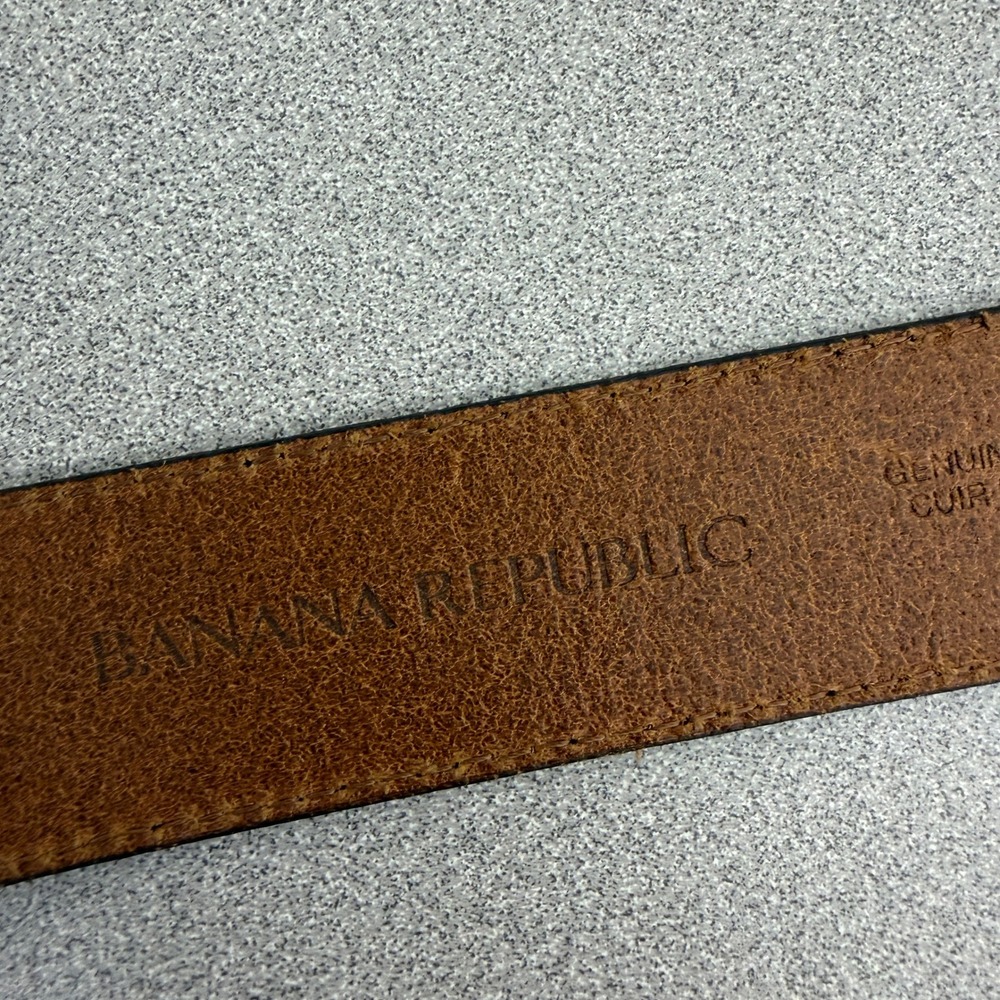 Banana Republic Belt Womens Small Brown Leather Brass Buckle Adjustable Preppy - Picture 8 of 10